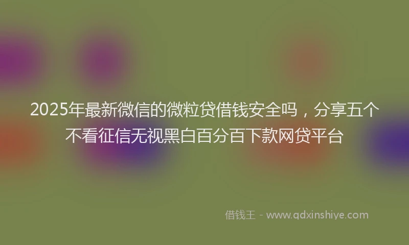 2025年最新微信的微粒贷借钱安全吗，分享五个不看征信无视黑白百分百下款网贷平台