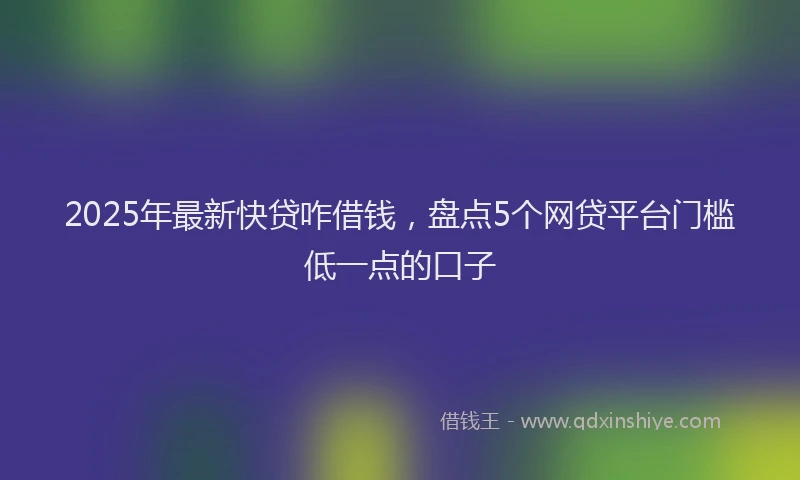 2025年最新快贷咋借钱，盘点5个网贷平台门槛低一点的口子
