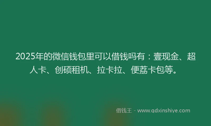 2025年的微信钱包里可以借钱吗有：壹现金、超人卡、创硕租机、拉卡拉、便荔卡包等。