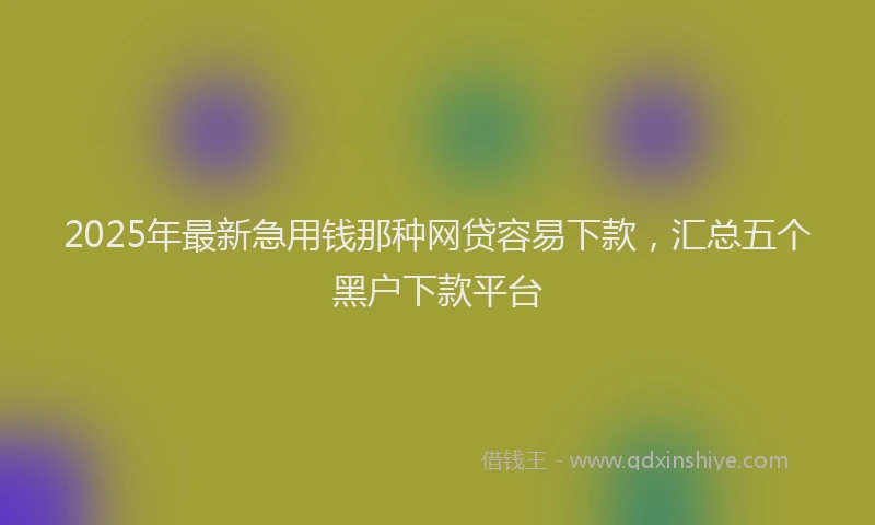 2025年最新急用钱那种网贷容易下款，汇总五个黑户下款平台