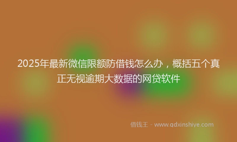 2025年最新微信限额防借钱怎么办，概括五个真正无视逾期大数据的网贷软件