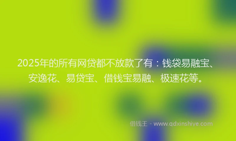 2025年的所有网贷都不放款了有：钱袋易融宝、安逸花、易贷宝、借钱宝易融、极速花等。