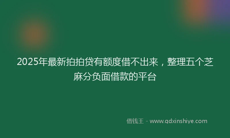 2025年最新拍拍贷有额度借不出来，整理五个芝麻分负面借款的平台