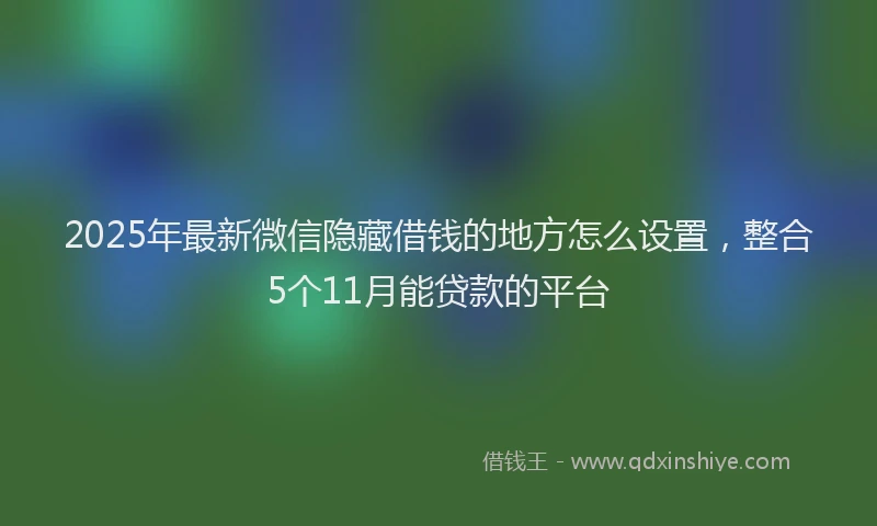 2025年最新微信隐藏借钱的地方怎么设置，整合5个11月能贷款的平台