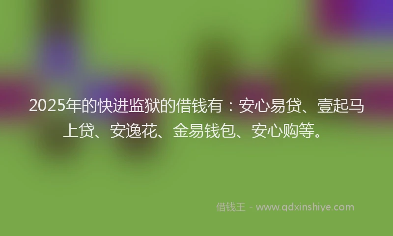 2025年的快进监狱的借钱有：安心易贷、壹起马上贷、安逸花、金易钱包、安心购等。