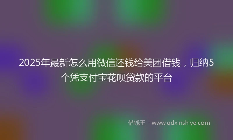 2025年最新怎么用微信还钱给美团借钱，归纳5个凭支付宝花呗贷款的平台