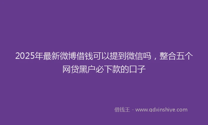 2025年最新微博借钱可以提到微信吗，整合五个网贷黑户必下款的口子