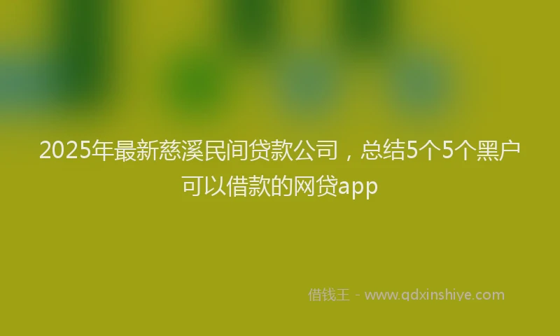 2025年最新慈溪民间贷款公司，总结5个5个黑户可以借款的网贷app