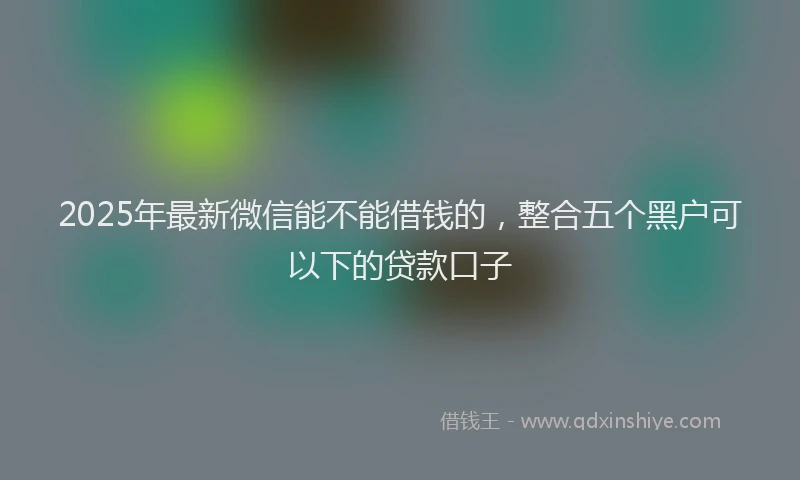 2025年最新微信能不能借钱的，整合五个黑户可以下的贷款口子