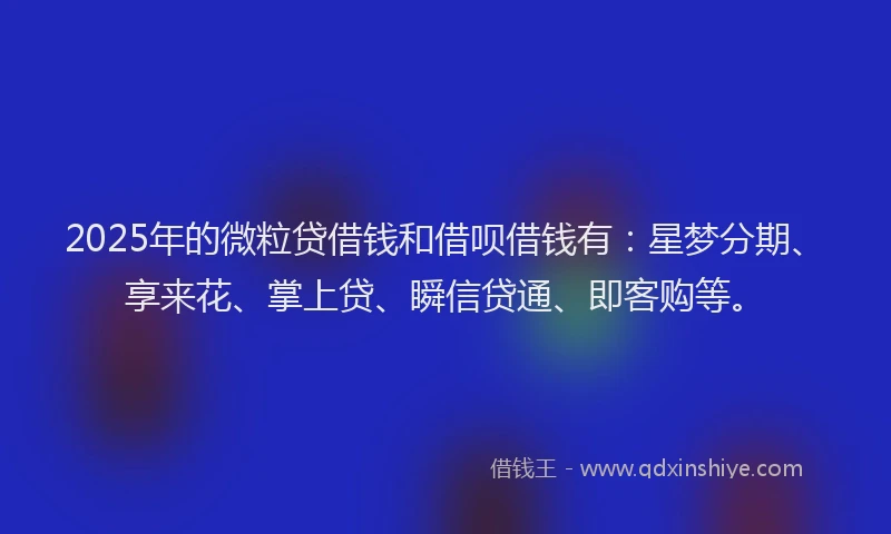 2025年的微粒贷借钱和借呗借钱有：星梦分期、享来花、掌上贷、瞬信贷通、即客购等。