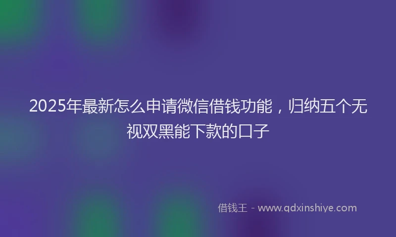 2025年最新怎么申请微信借钱功能，归纳五个无视双黑能下款的口子