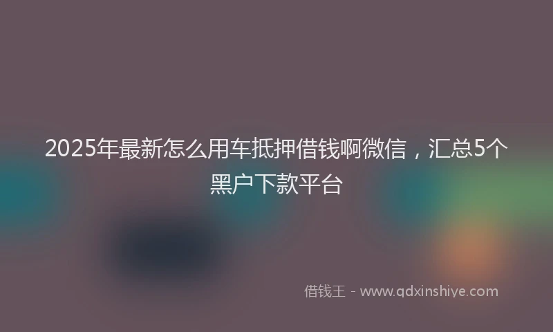 2025年最新怎么用车抵押借钱啊微信，汇总5个黑户下款平台