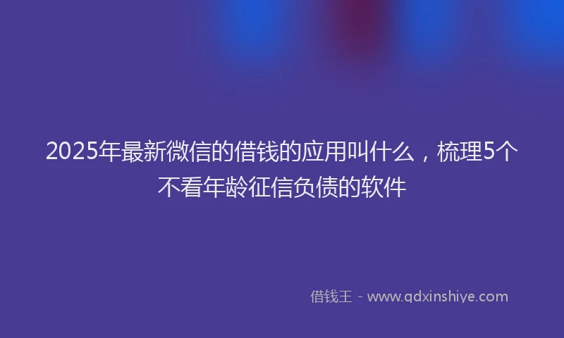 2025年最新微信的借钱的应用叫什么，梳理5个不看年龄征信负债的软件