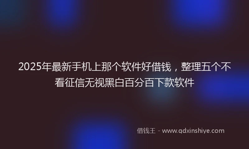 2025年最新手机上那个软件好借钱，整理五个不看征信无视黑白百分百下款软件