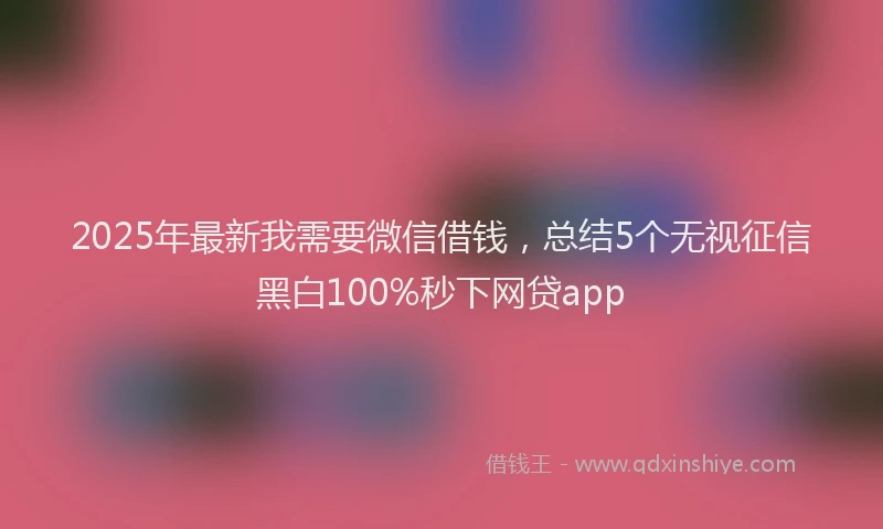 2025年最新我需要微信借钱，总结5个无视征信黑白100%秒下网贷app