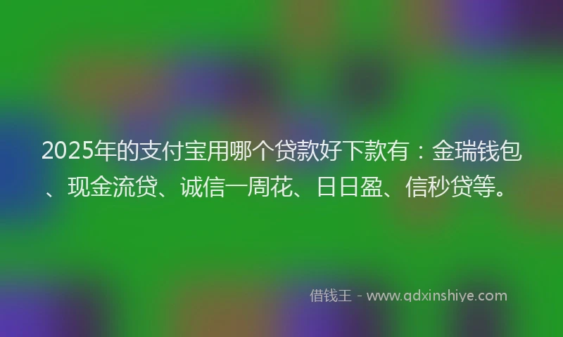 2025年的支付宝用哪个贷款好下款有：金瑞钱包、现金流贷、诚信一周花、日日盈、信秒贷等。