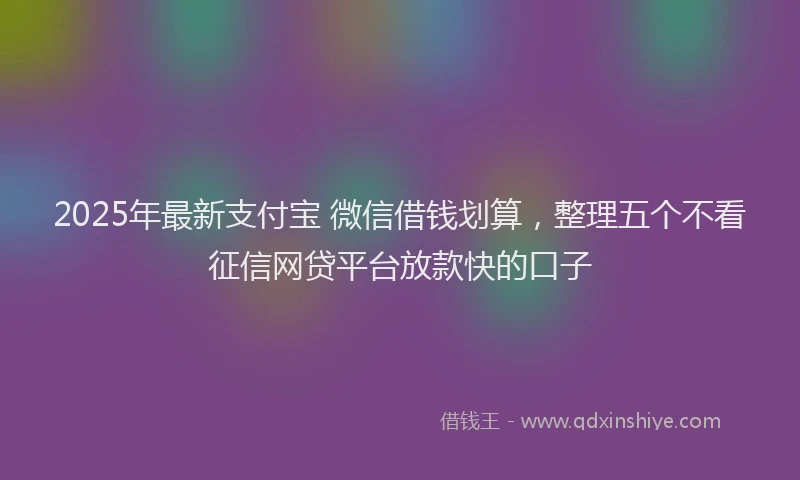 2025年最新支付宝 微信借钱划算，整理五个不看征信网贷平台放款快的口子
