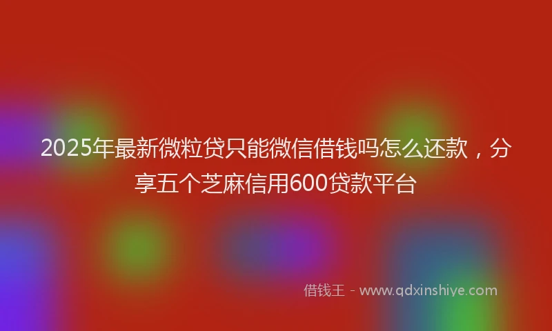 2025年最新微粒贷只能微信借钱吗怎么还款，分享五个芝麻信用600贷款平台