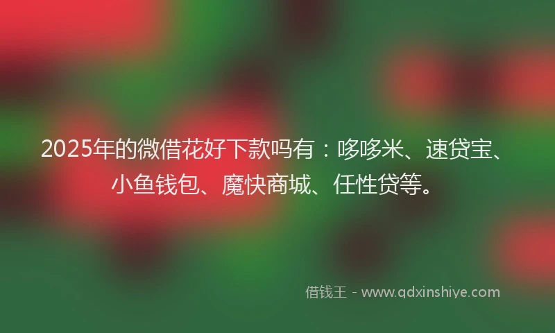 2025年的微借花好下款吗有：哆哆米、速贷宝、小鱼钱包、魔快商城、任性贷等。