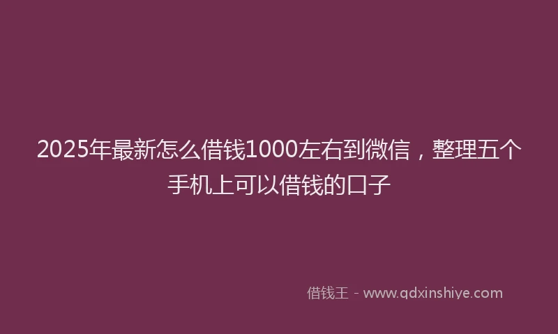 2025年最新怎么借钱1000左右到微信，整理五个手机上可以借钱的口子