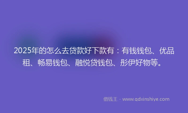 2025年的怎么去贷款好下款有：有钱钱包、优品租、畅易钱包、融悦贷钱包、彤伊好物等。