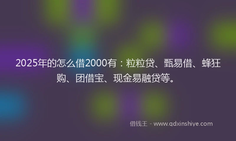 2025年的怎么借2000有：粒粒贷、甄易借、蜂狂购、团借宝、现金易融贷等。