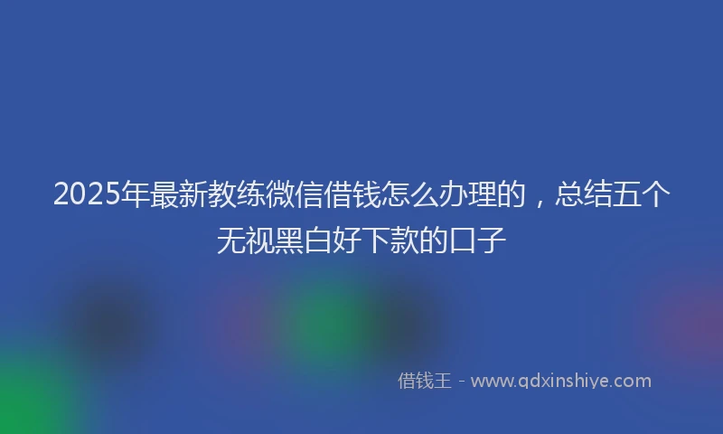 2025年最新教练微信借钱怎么办理的，总结五个无视黑白好下款的口子