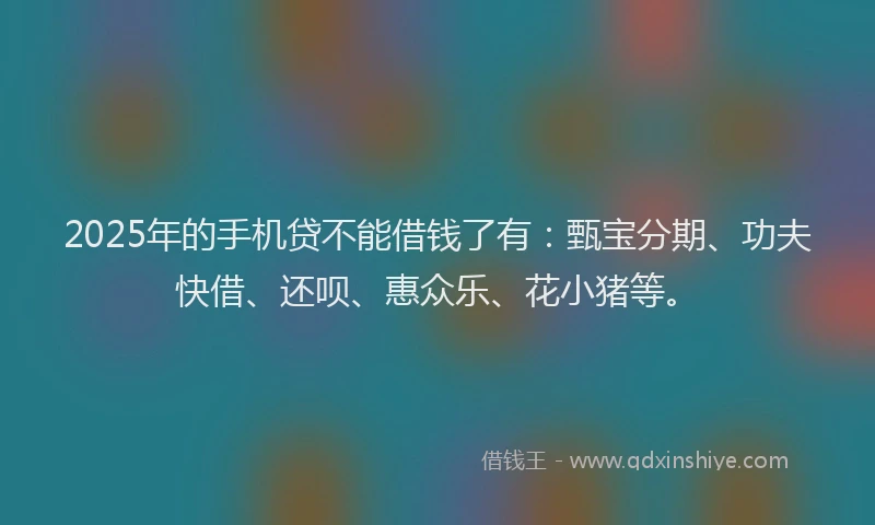 2025年的手机贷不能借钱了有：甄宝分期、功夫快借、还呗、惠众乐、花小猪等。