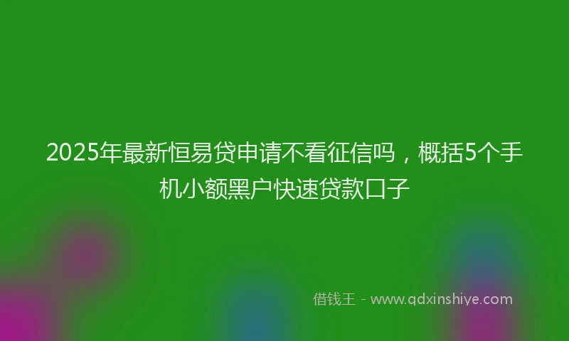 2025年最新恒易贷申请不看征信吗，概括5个手机小额黑户快速贷款口子