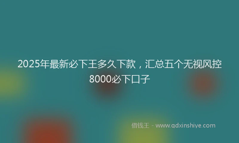 2025年最新必下王多久下款，汇总五个无视风控8000必下口子