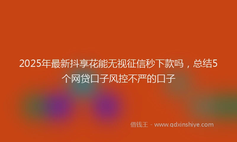 2025年最新抖享花能无视征信秒下款吗，总结5个网贷口子风控不严的口子
