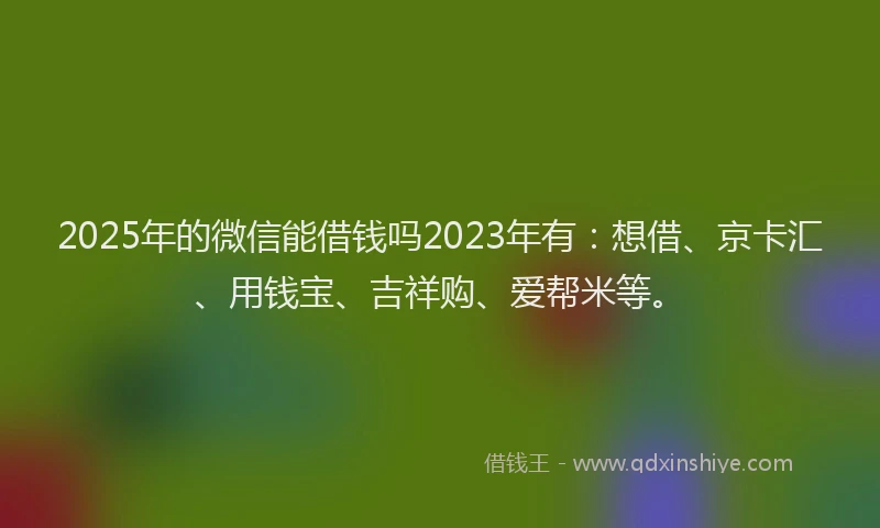2025年的微信能借钱吗2023年有：想借、京卡汇、用钱宝、吉祥购、爱帮米等。