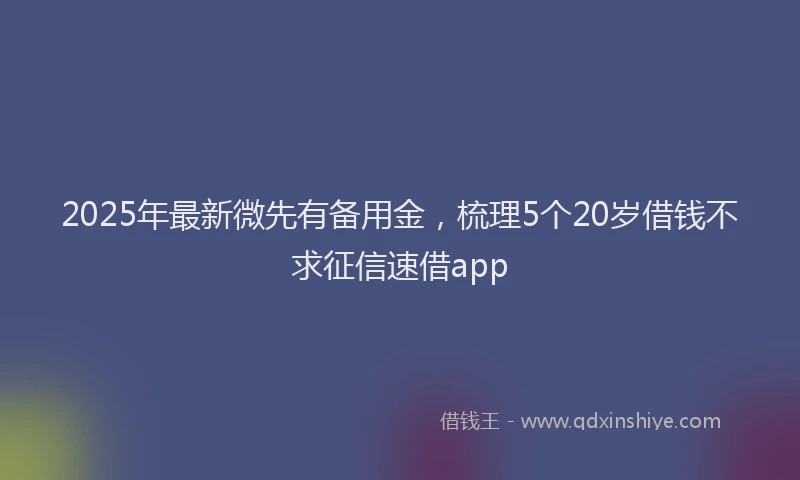2025年最新微先有备用金，梳理5个20岁借钱不求征信速借app