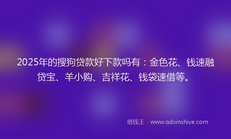 2025年的搜狗贷款好下款吗有：金色花、钱速融贷宝、羊小购、吉祥花、钱袋速借等。