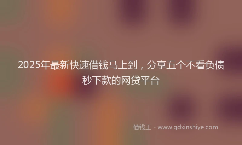 2025年最新快速借钱马上到，分享五个不看负债秒下款的网贷平台