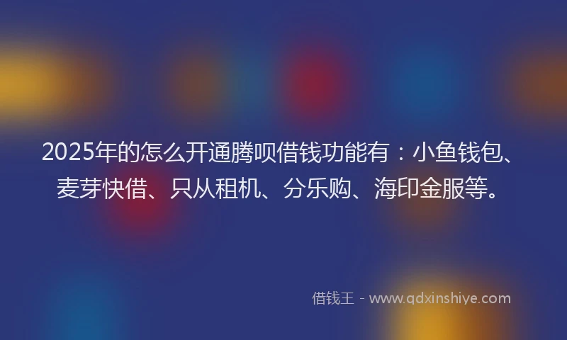 2025年的怎么开通腾呗借钱功能有：小鱼钱包、麦芽快借、只从租机、分乐购、海印金服等。
