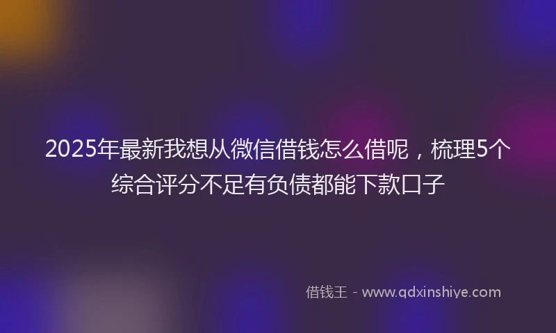 2025年最新我想从微信借钱怎么借呢，梳理5个综合评分不足有负债都能下款口子