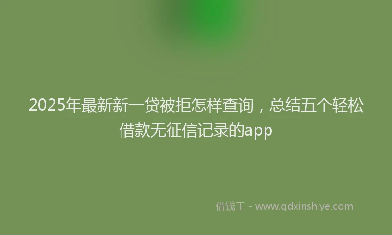 2025年最新新一贷被拒怎样查询，总结五个轻松借款无征信记录的app