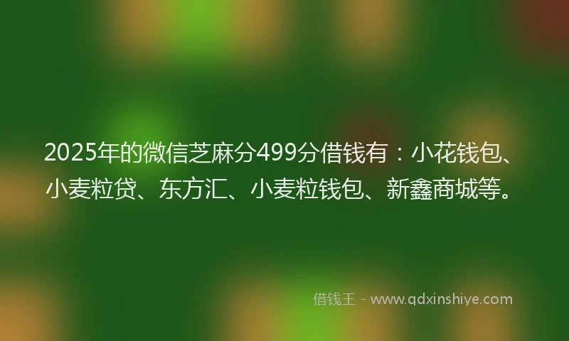 2025年的微信芝麻分499分借钱有：小花钱包、小麦粒贷、东方汇、小麦粒钱包、新鑫商城等。