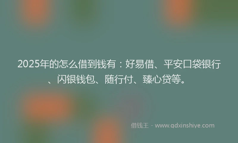 2025年的怎么借到钱有：好易借、平安口袋银行、闪银钱包、随行付、臻心贷等。