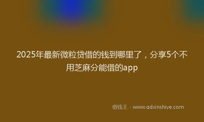 2025年最新微粒贷借的钱到哪里了，分享5个不用芝麻分能借的app