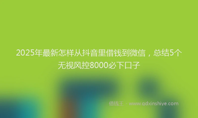 2025年最新怎样从抖音里借钱到微信，总结5个无视风控8000必下口子