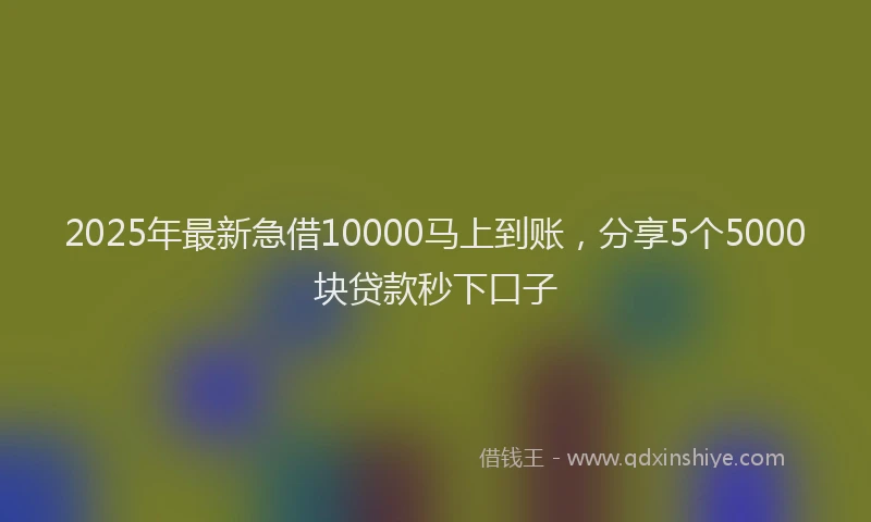 2025年最新急借10000马上到账，分享5个5000块贷款秒下口子