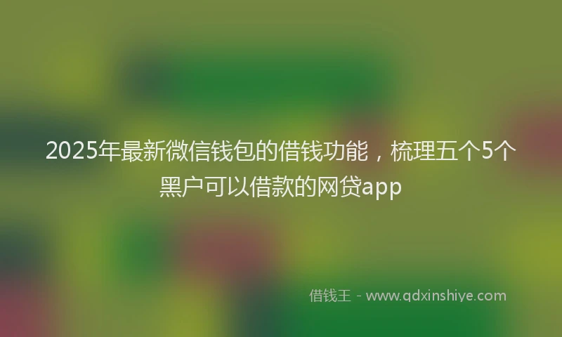 2025年最新微信钱包的借钱功能，梳理五个5个黑户可以借款的网贷app