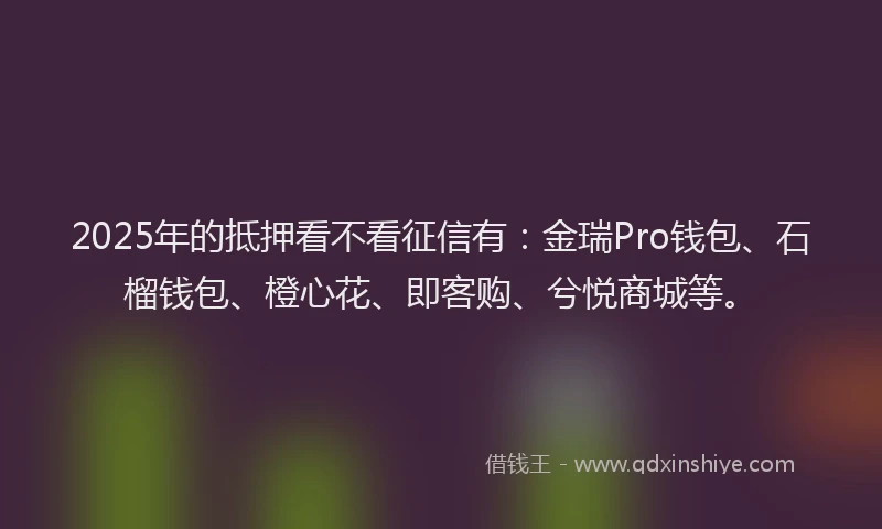 2025年的抵押看不看征信有：金瑞Pro钱包、石榴钱包、橙心花、即客购、兮悦商城等。