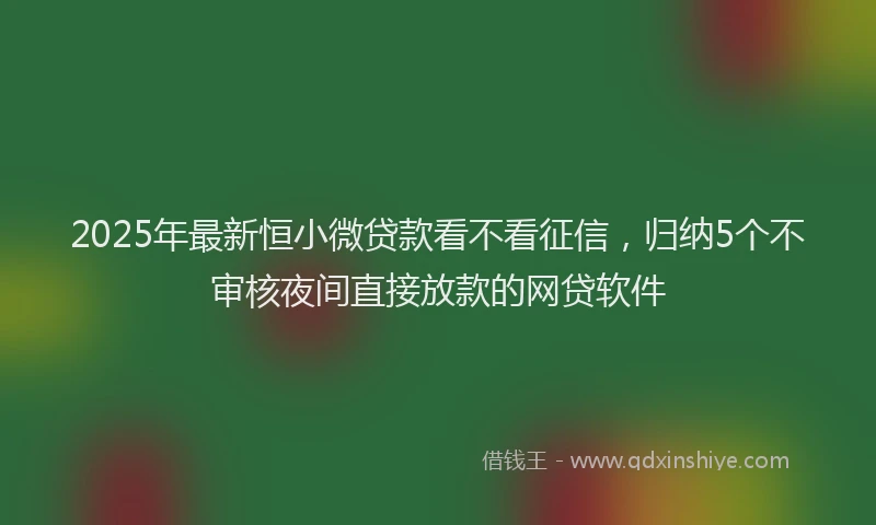 2025年最新恒小微贷款看不看征信，归纳5个不审核夜间直接放款的网贷软件