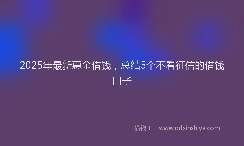 2025年最新惠金借钱，总结5个不看征信的借钱口子