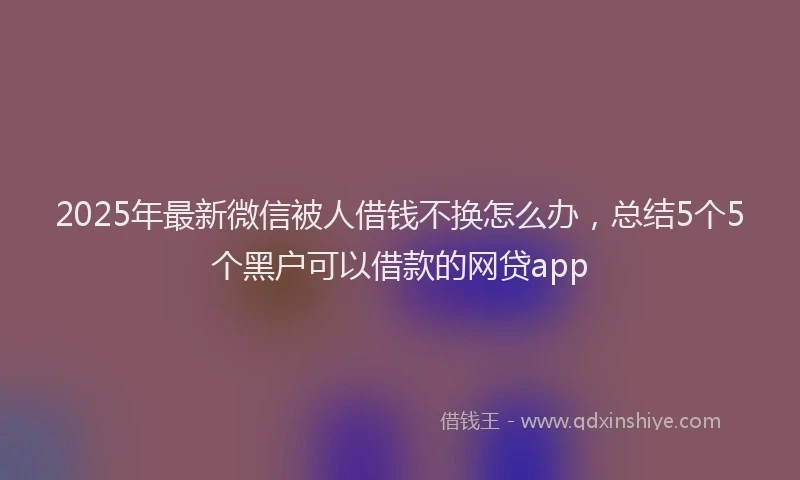 2025年最新微信被人借钱不换怎么办，总结5个5个黑户可以借款的网贷app