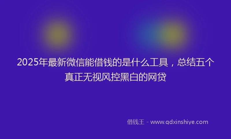 2025年最新微信能借钱的是什么工具，总结五个真正无视风控黑白的网贷