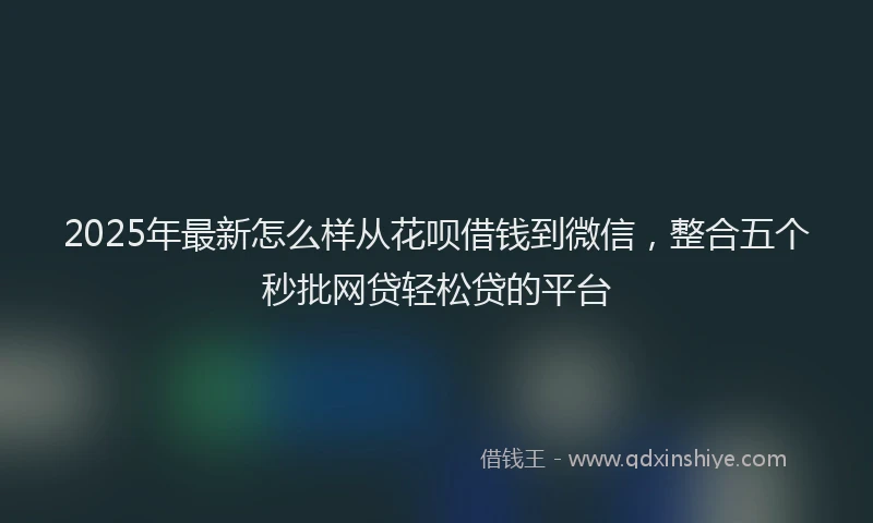 2025年最新怎么样从花呗借钱到微信，整合五个秒批网贷轻松贷的平台